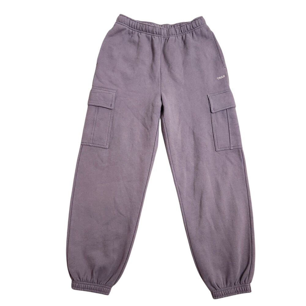 Aritzia Tna Sweatfleece Cozy Fleece Size S Mega Fit Cargo Jogger Pants Purple
